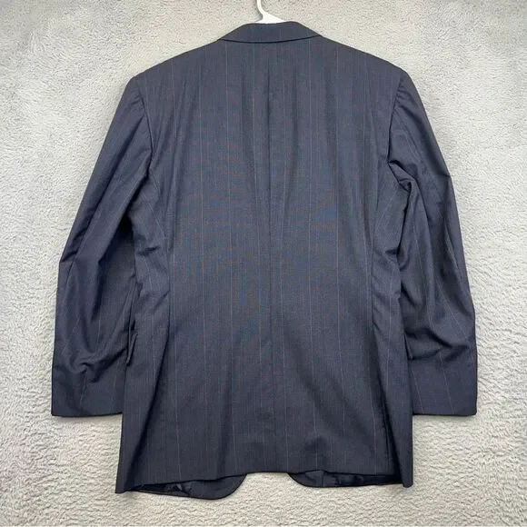 Holland & Sherry Savile Row Blazer Mens 42R Blue Bespoke Vintage USA Made Office